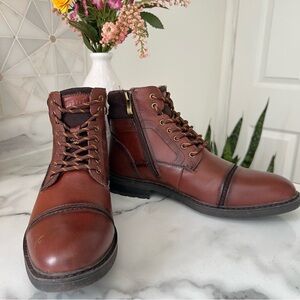 Arkbird Chelsea Leather Cognac Lace Up Oxford Chukka Shoes